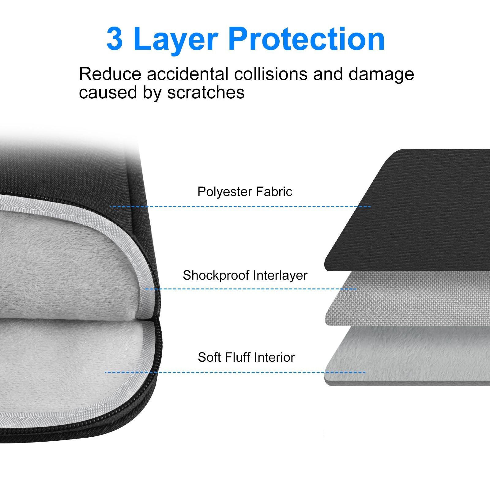 11 Tablet Sleeve Briefcase for 9.7-11.0 Tablets - Zipper Closure - Black 11