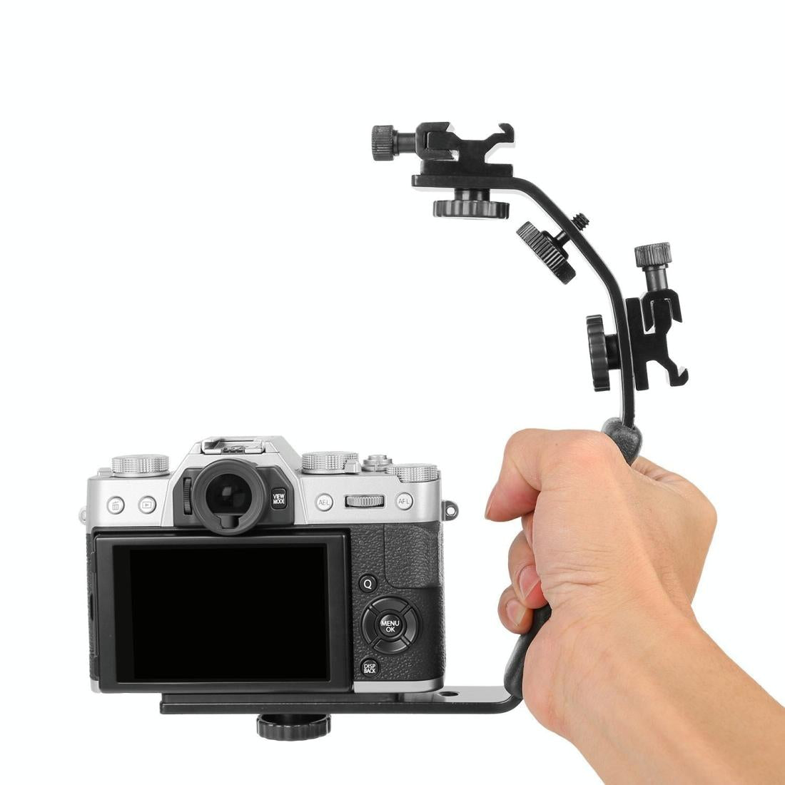 Aluminum L-Shaped Flash Bracket Camera Holder - Black 3