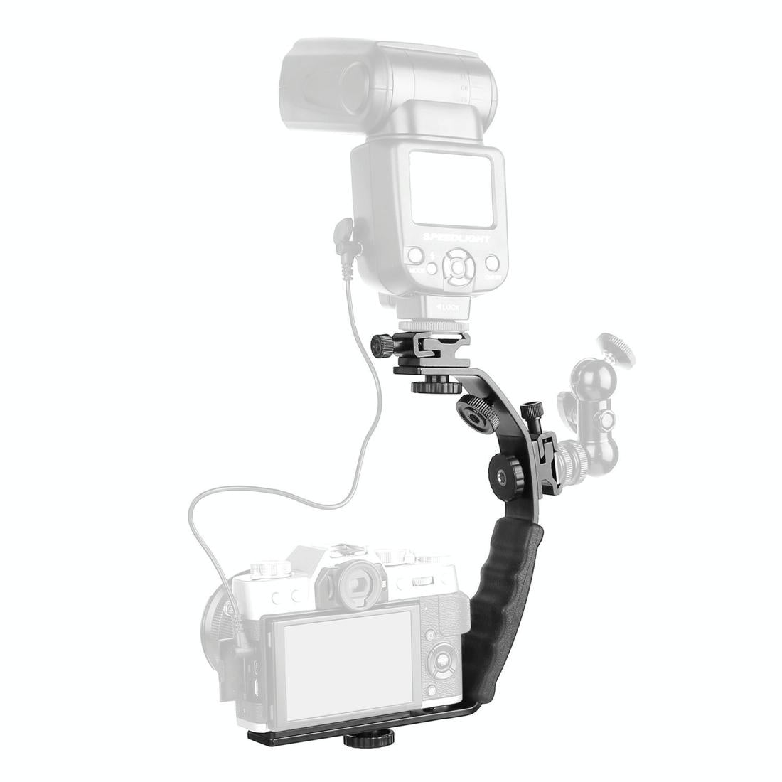 Aluminum L-Shaped Flash Bracket Camera Holder - Black 4