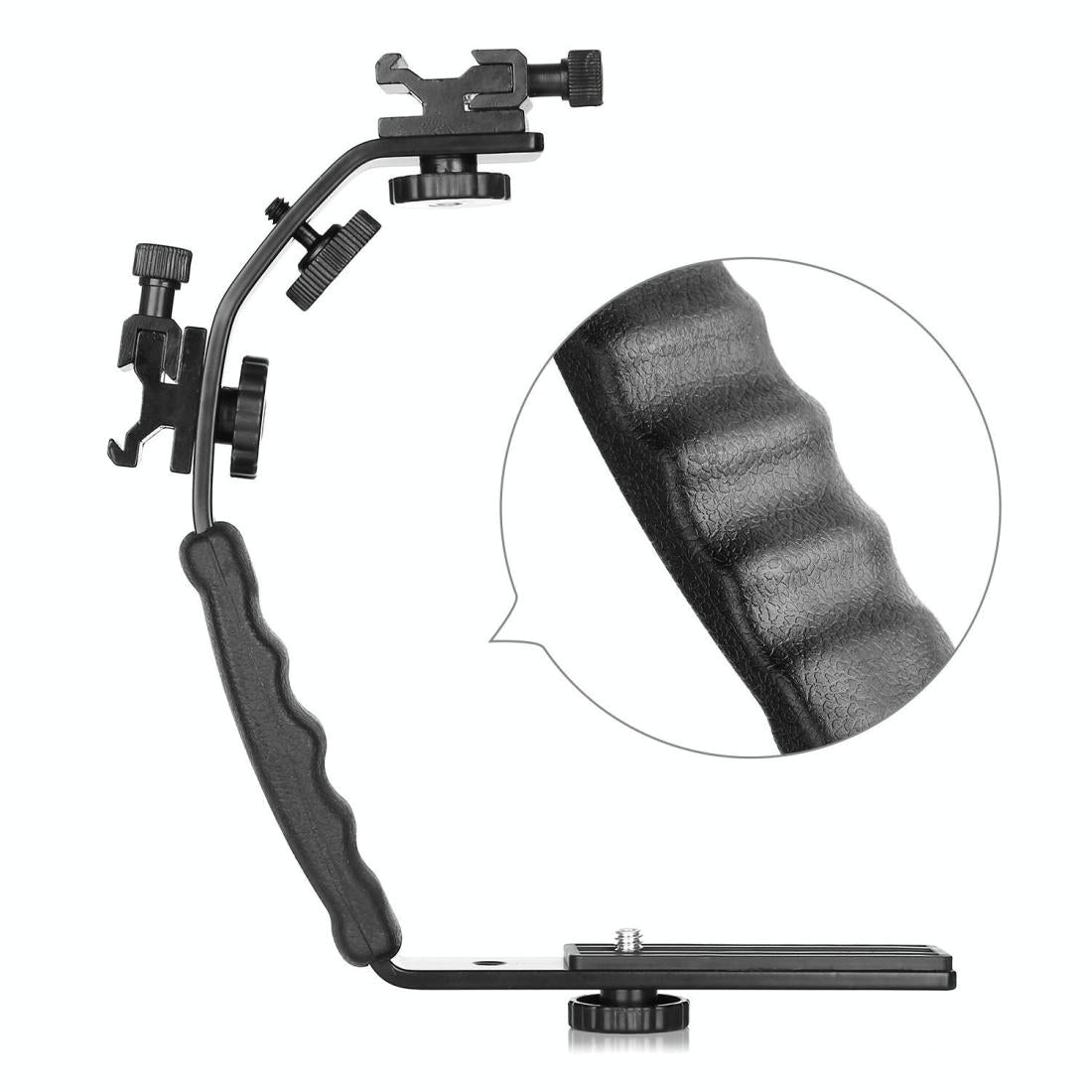 Aluminum L-Shaped Flash Bracket Camera Holder - Black 5