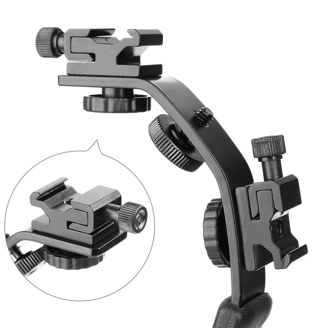 Aluminum L-Shaped Flash Bracket Camera Holder - Black 6
