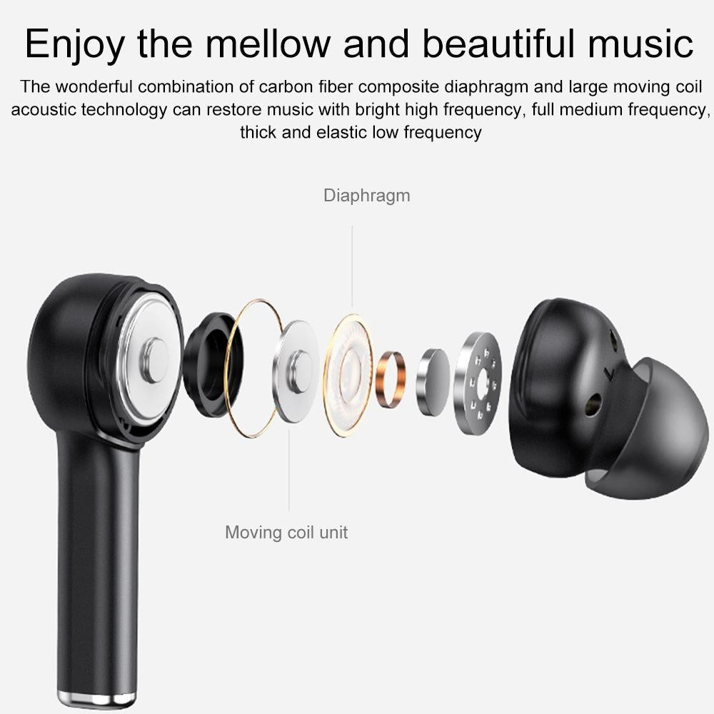 Wireless Bluetooth 5.0 Earphone with Digital Display and Noise Reduction - Black 5