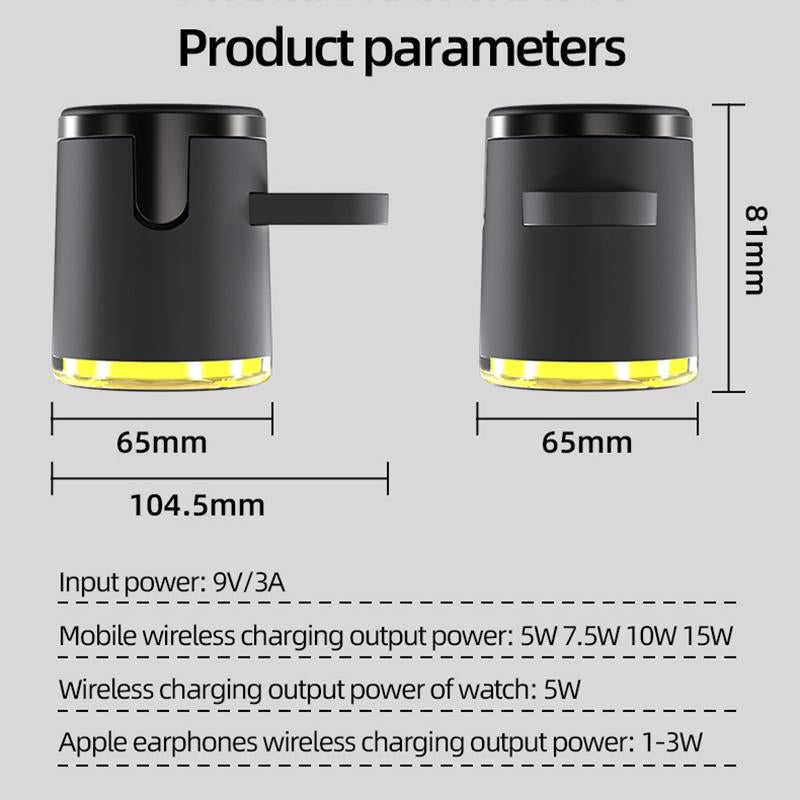 15W 4 In 1 Foldable Magnetic Wireless Charger - Black 5