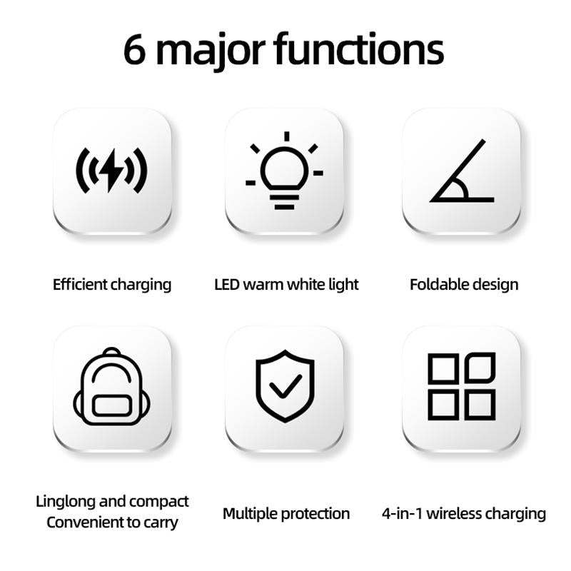 15W 4 In 1 Foldable Magnetic Wireless Charger - Black 6