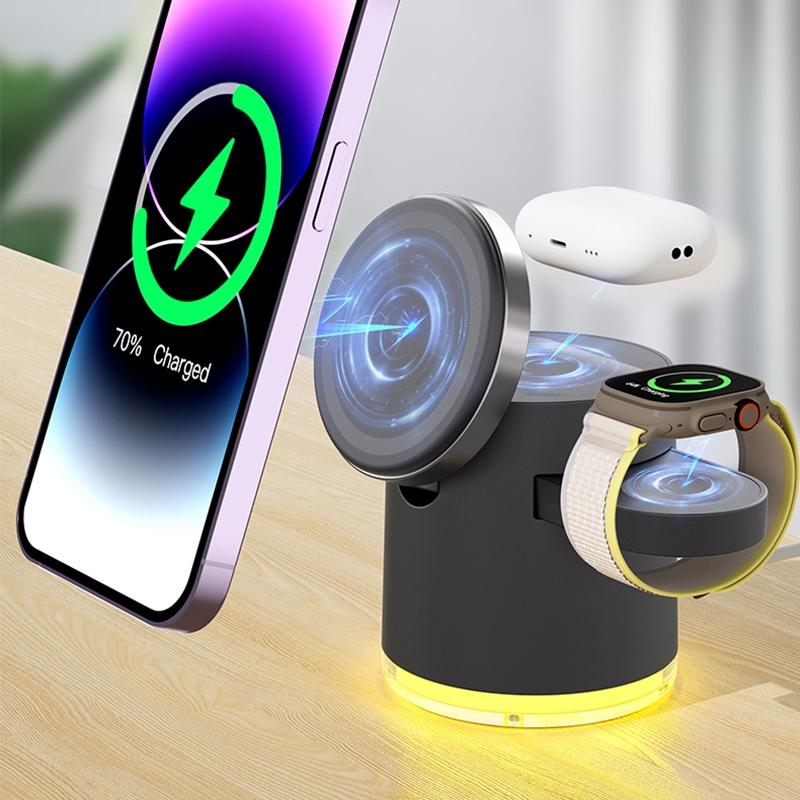 15W 4 In 1 Foldable Magnetic Wireless Charger - Black 7