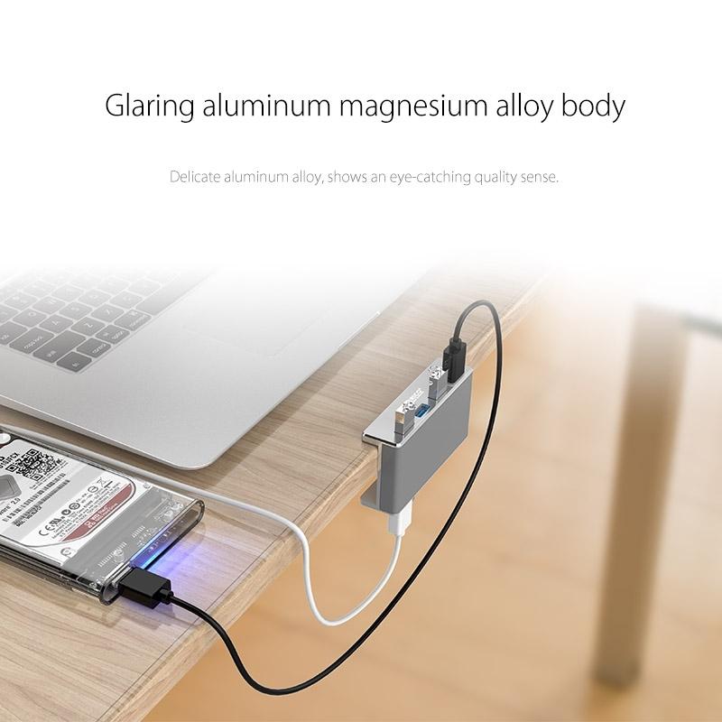 Aluminum 4-Port Usb 3.0 Clip Hub With 1M Cable - Pc1123B 11