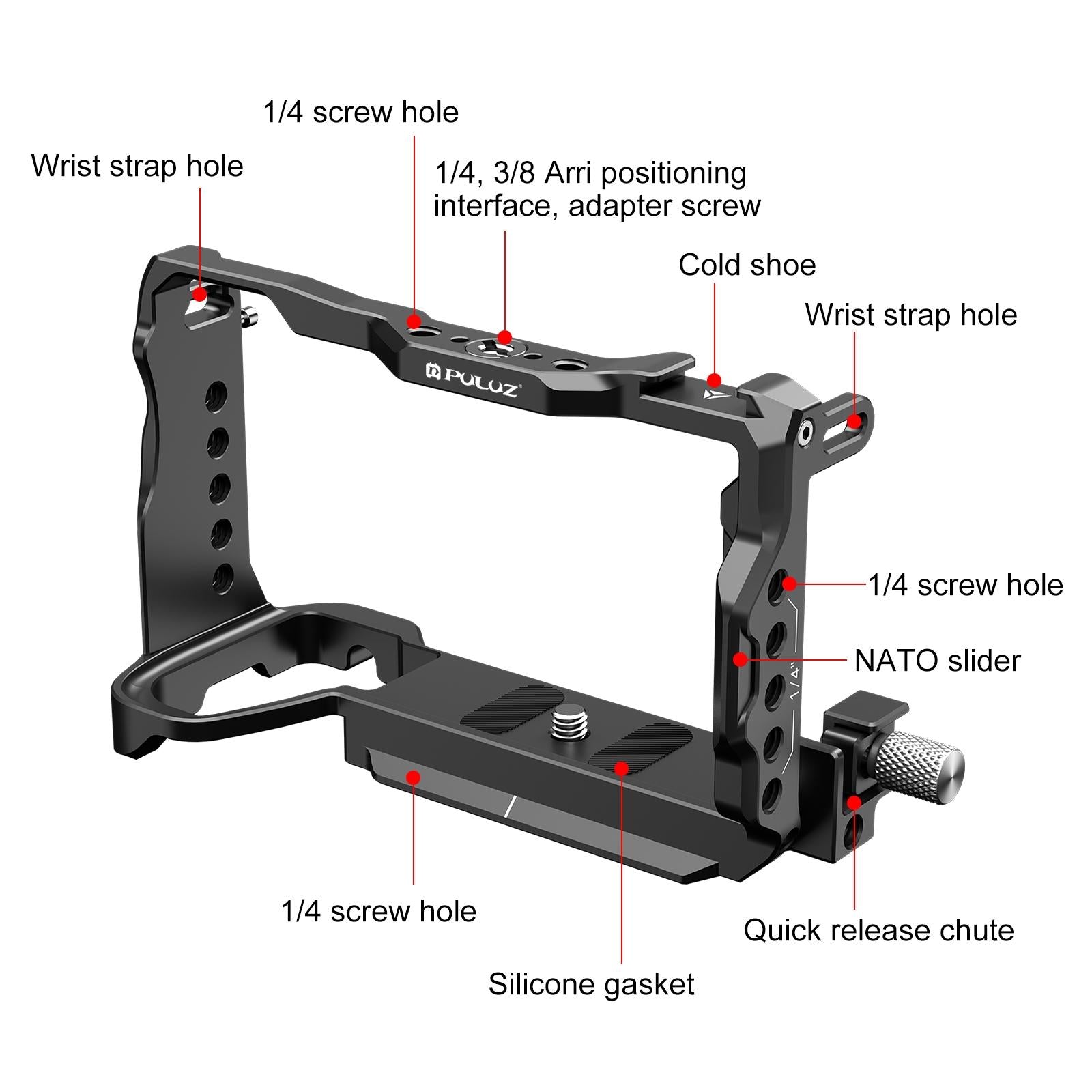 Metal Camera Cage Stabilizer For Sony A6700 - Black 3
