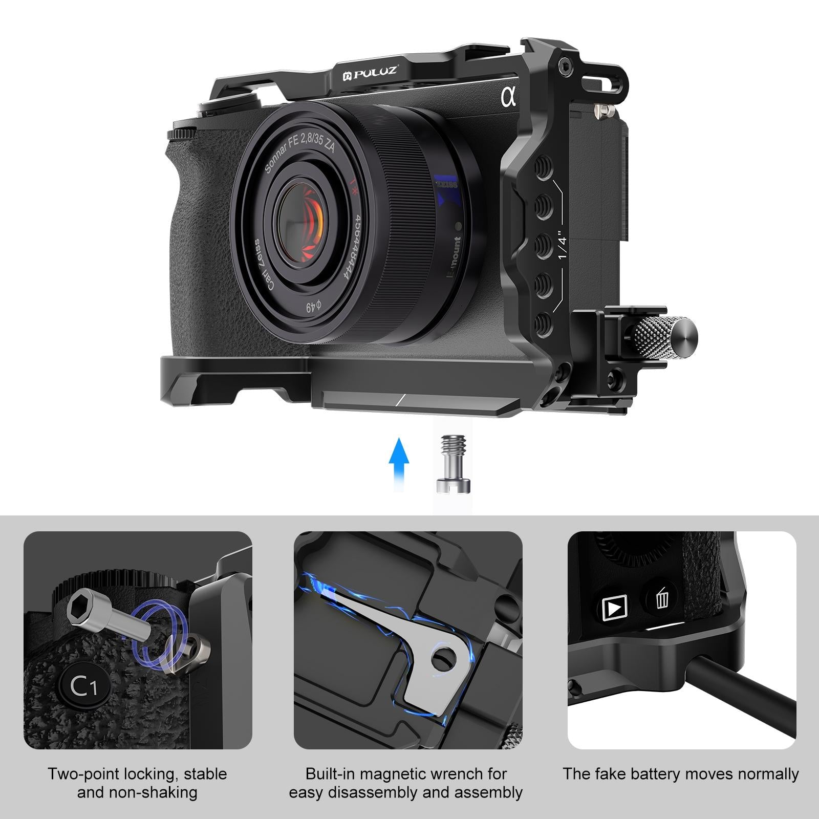 Metal Camera Cage Stabilizer For Sony A6700 - Black 5
