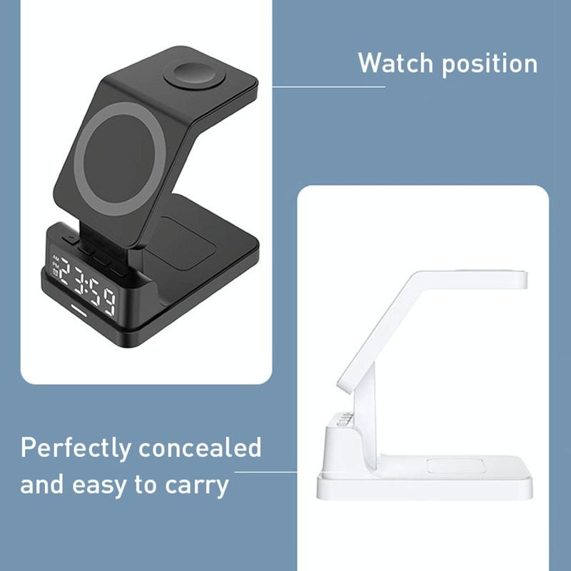 15W 4 In 1 Magnetic Desktop Wireless Charger Black 6