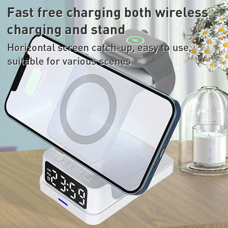 15W 4 In 1 Magnetic Desktop Wireless Charger Black 7