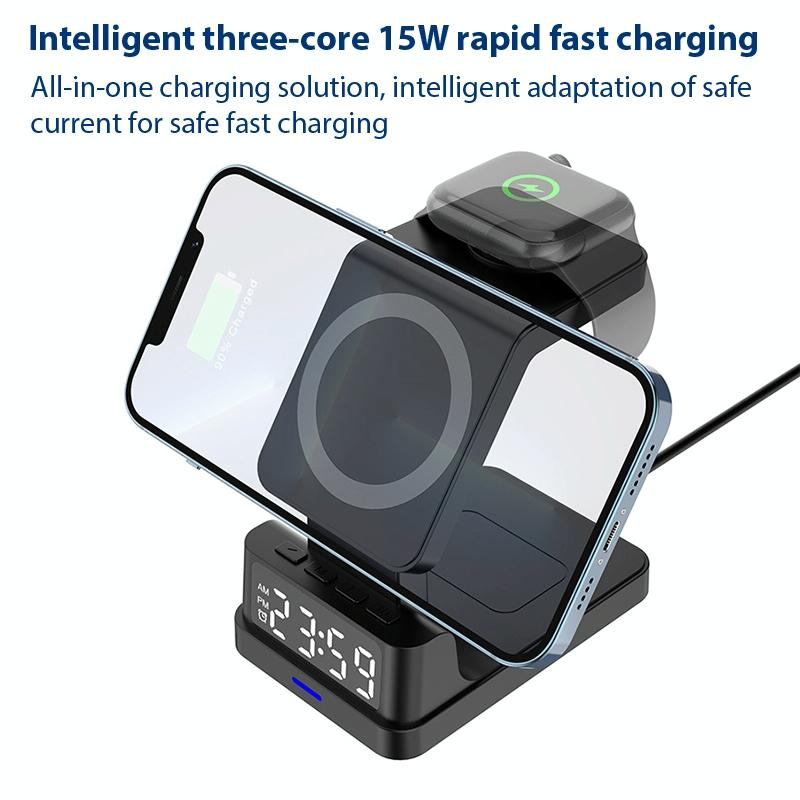 15W 4 In 1 Magnetic Desktop Wireless Charger Black 8