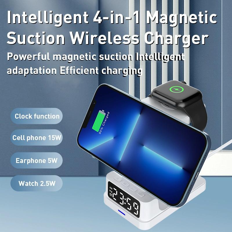 15W 4 In 1 Magnetic Desktop Wireless Charger Black 9