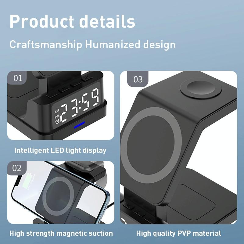 15W 4 In 1 Magnetic Desktop Wireless Charger Black 10