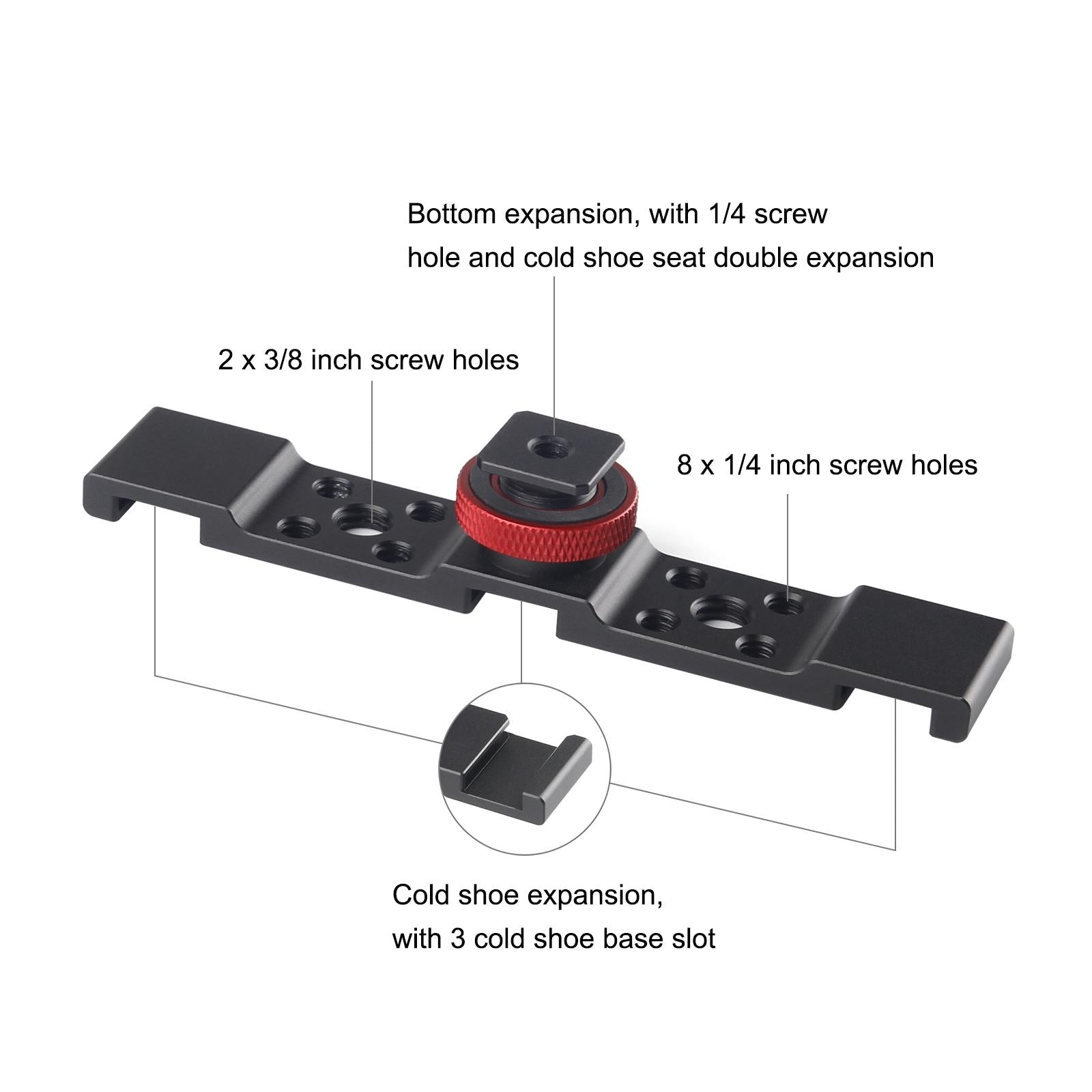 Triple Cold Shoe Bracket Mount - Black 3
