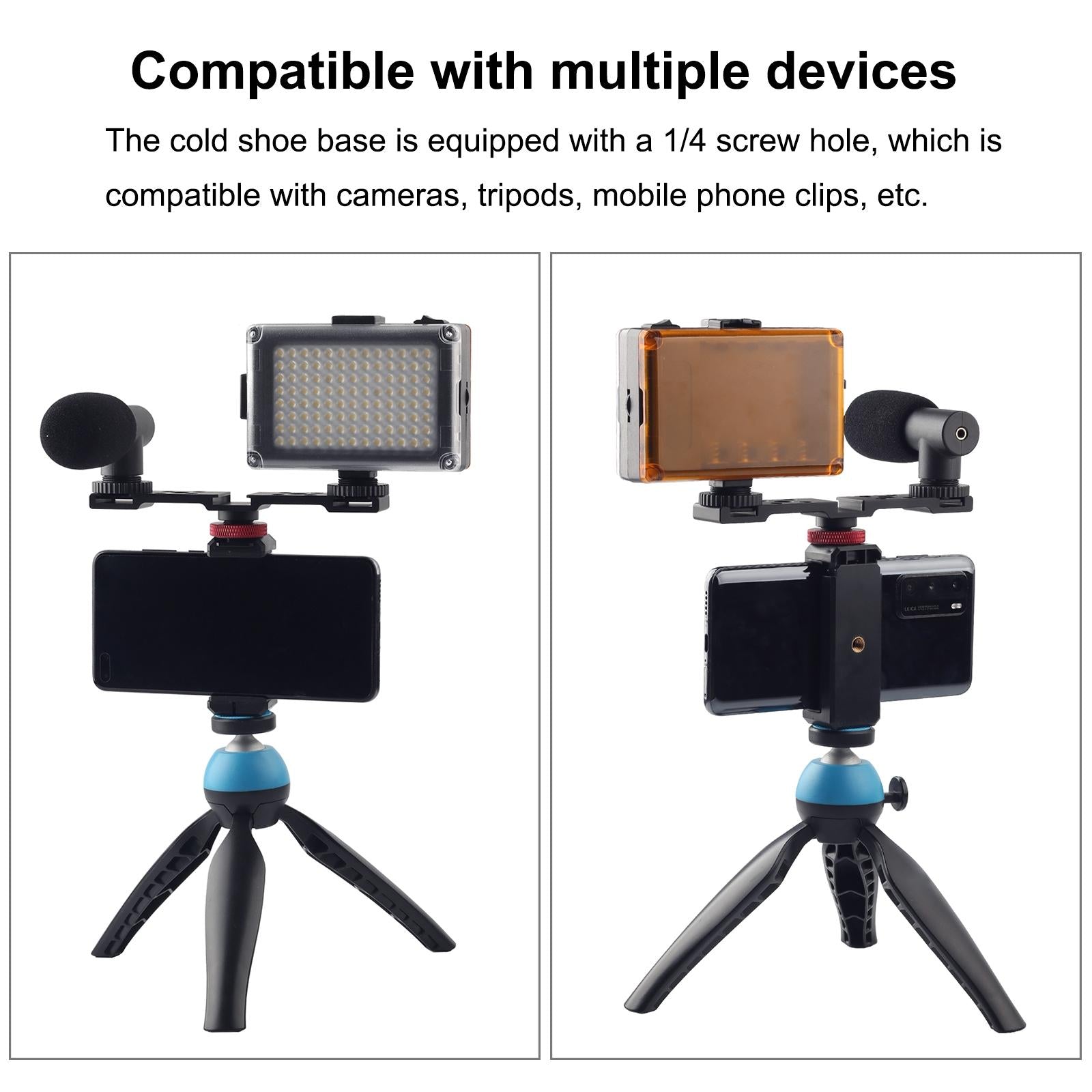 Triple Cold Shoe Bracket Mount - Black 5