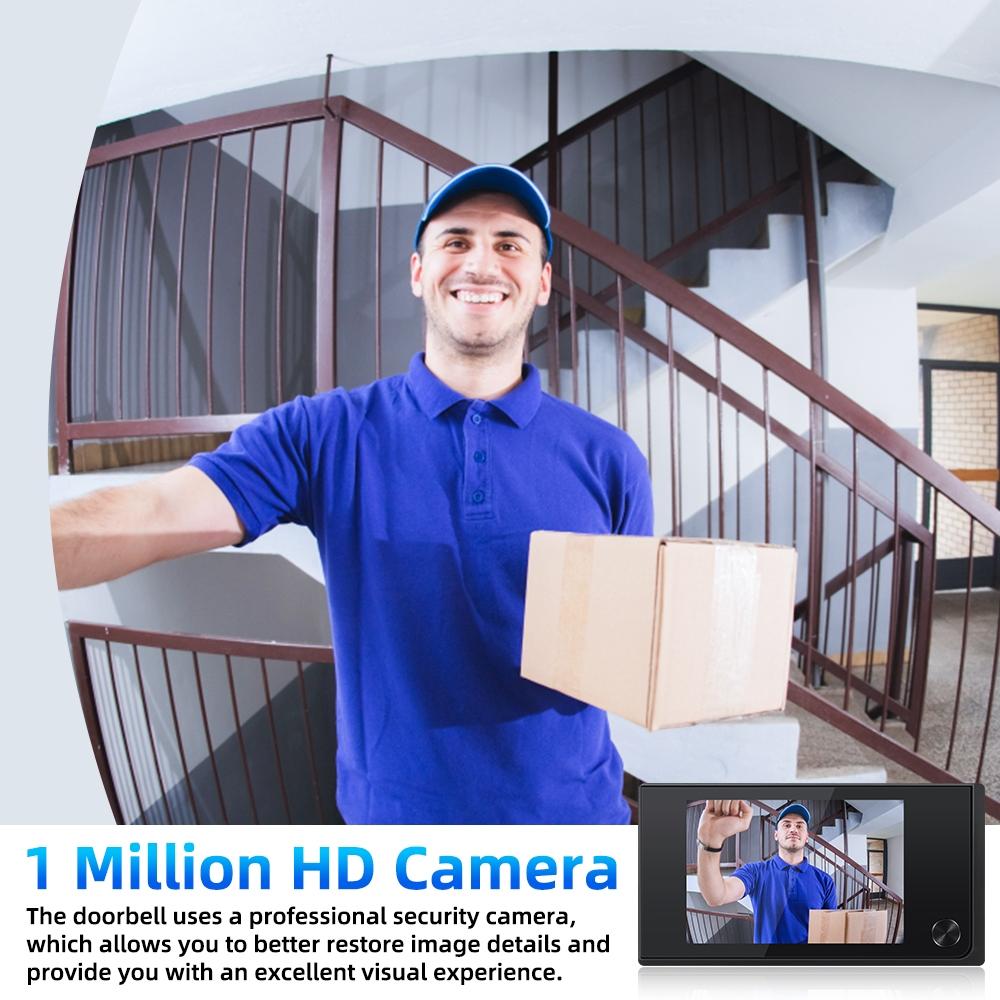 2.0Mp Digital Peephole Door Viewer With 3.5 Screen - Black 4