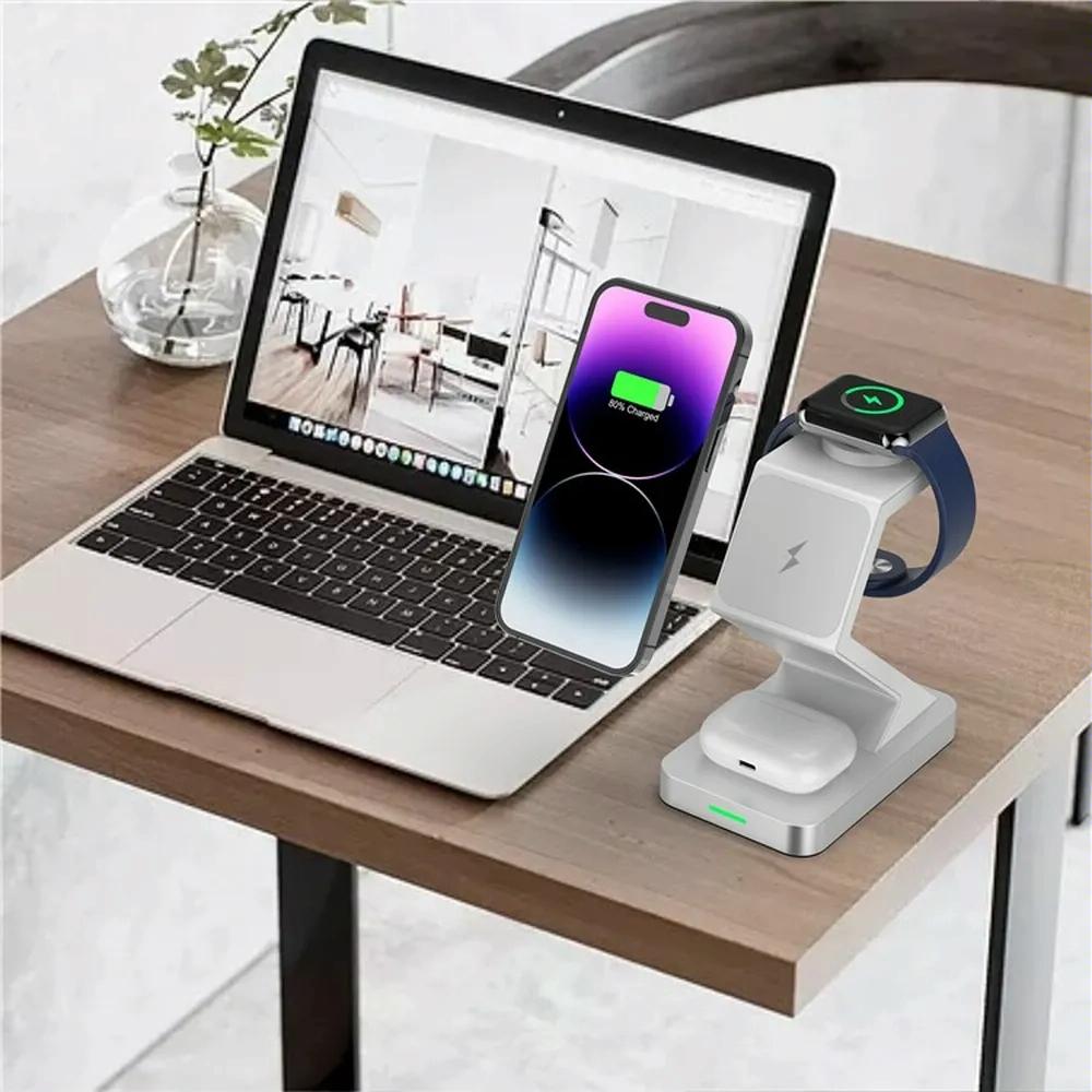 15W 3 In 1 Magnetic Wireless Charger For Iphone Watch Airpods - Black 6