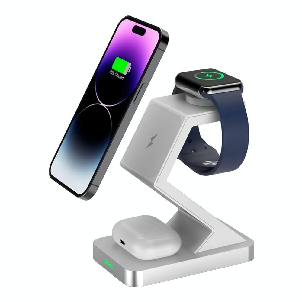 15W 3 In 1 Magnetic Wireless Charger For Iphone Watch Airpods - Black 11