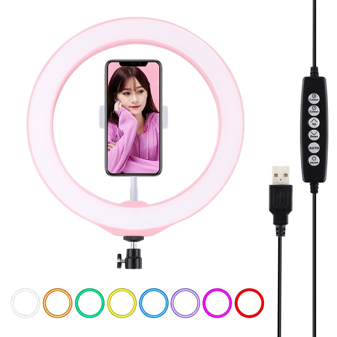 10.2 Usb Led Ring Light with 10 Modes Cold Shoe Tripod & Phone Clamp - Black 13