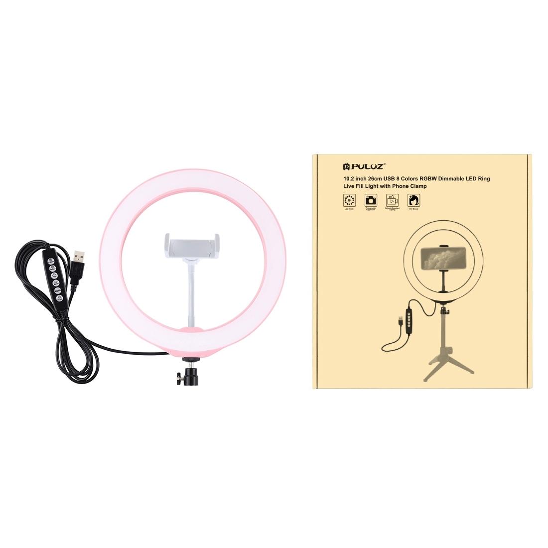 10.2 Usb Led Ring Light with 10 Modes Cold Shoe Tripod & Phone Clamp - Black 15