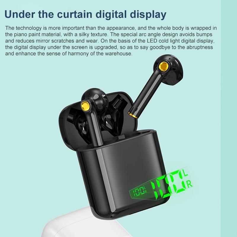 Waterproof Bluetooth Earphones with Digital Display - Black 6