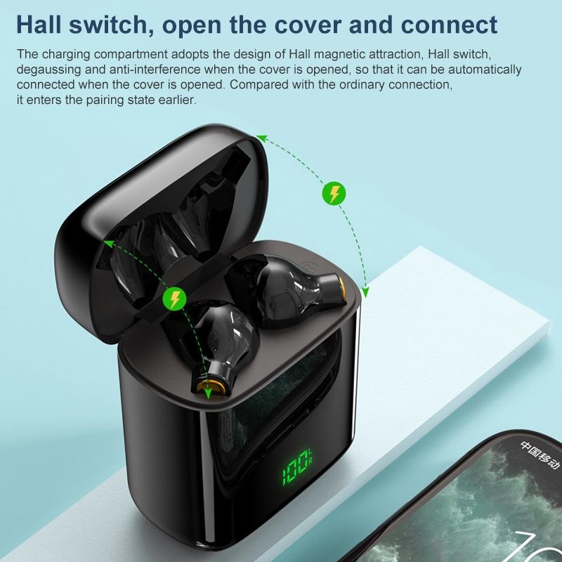 Waterproof Bluetooth Earphones with Digital Display - Black 8