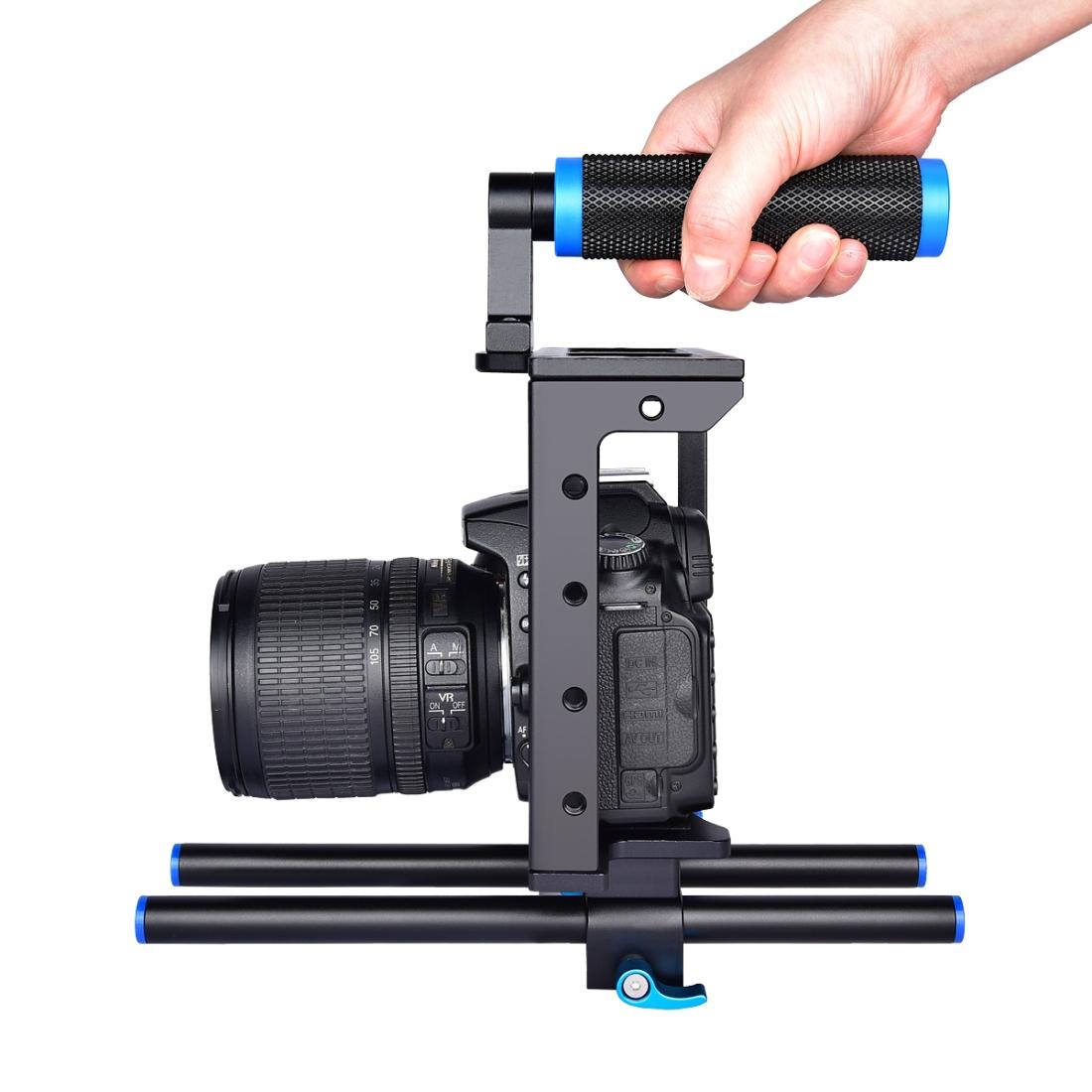 Protective Dslr Camera Cage With Stabilizer And Top Handle - Black 11