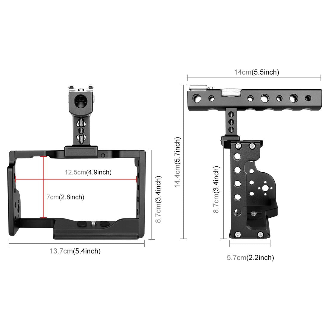 Video Camera Cage Stabilizer With Handle - Black for Sony A6600 4