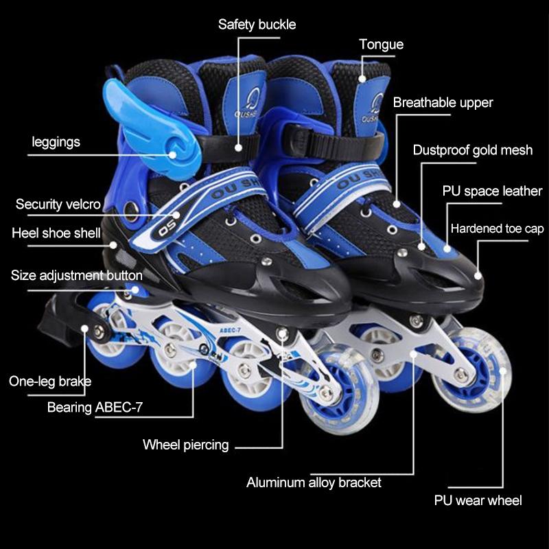 Adjustable Children's Roller Skates Set - Black Size s 5