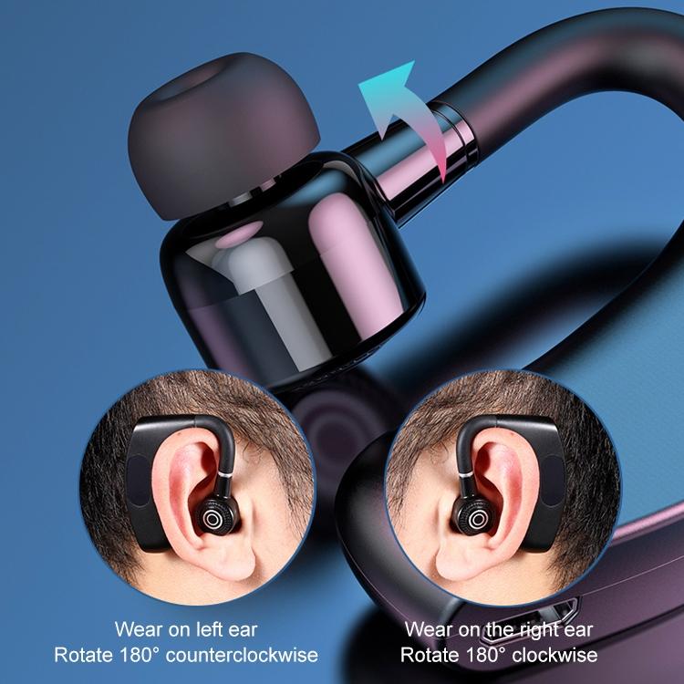 V12 Business Wireless Bluetooth 5.0 Earphone with Charging Box - Hanging Ear Style - Black 7