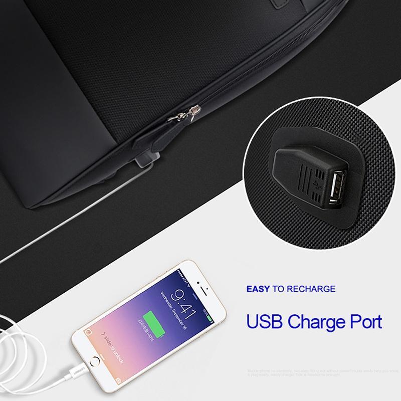 Waterproof Anti-Theft Usb Shoulder Bag - Large Capacity - Black 4