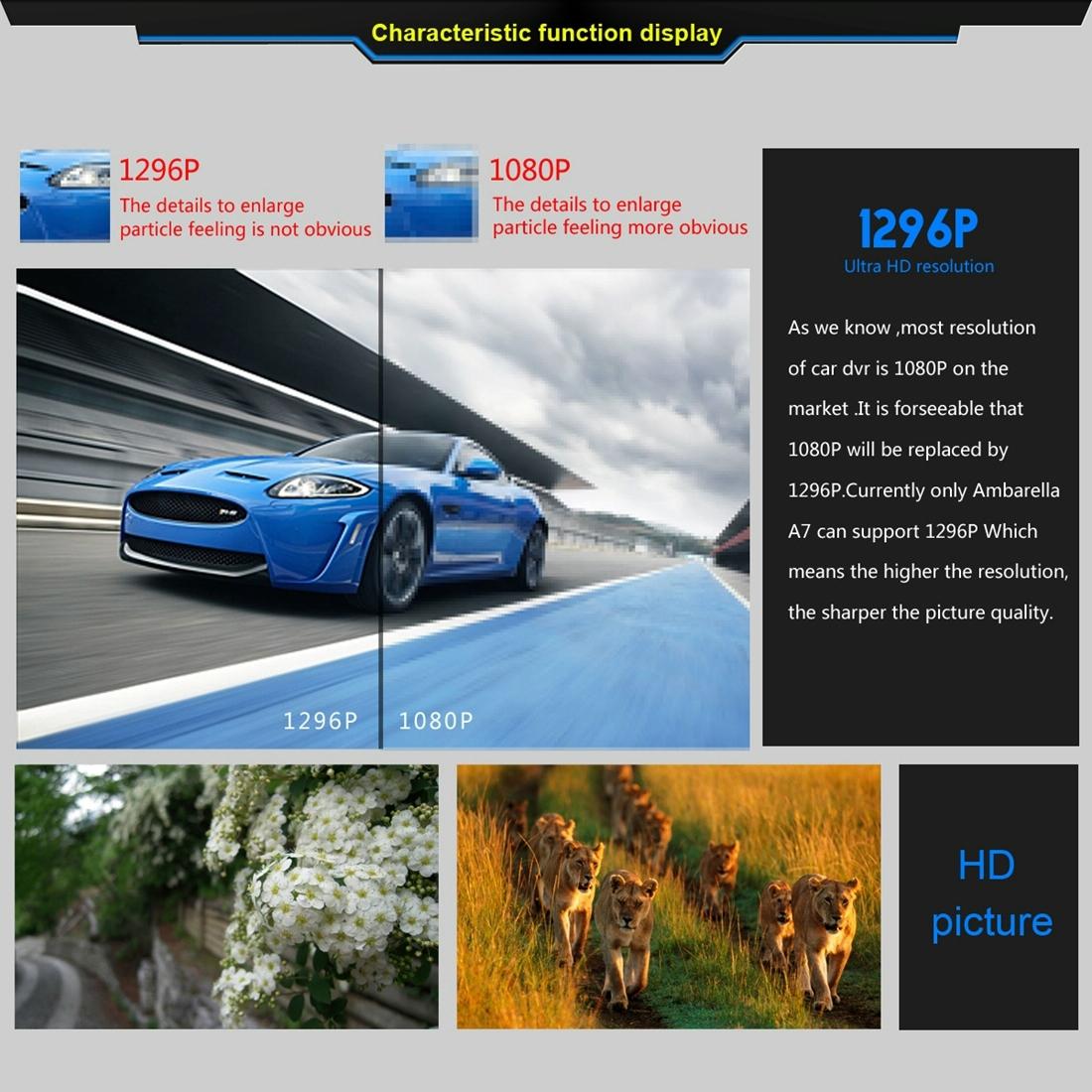 2.7 Lcd Car Dvr Camera with 170 Degree Wide Angle 2304 x 1296p Hd Screen 4
