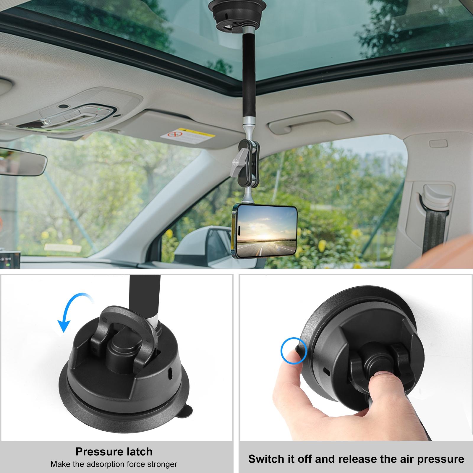 Magnetic Car Mount with Suction Cup Arm and Phone Clamp 7