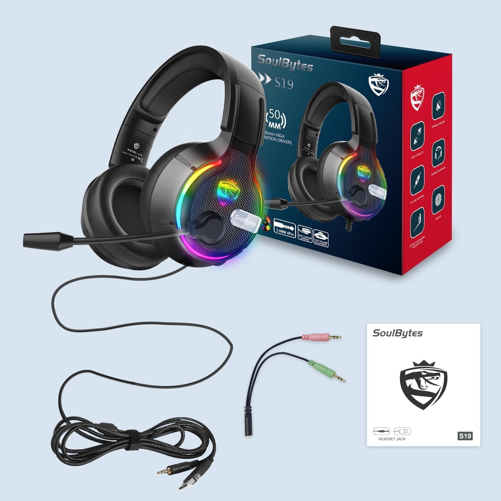 Adjustable Rgb Gaming Headset With Mic Black 3