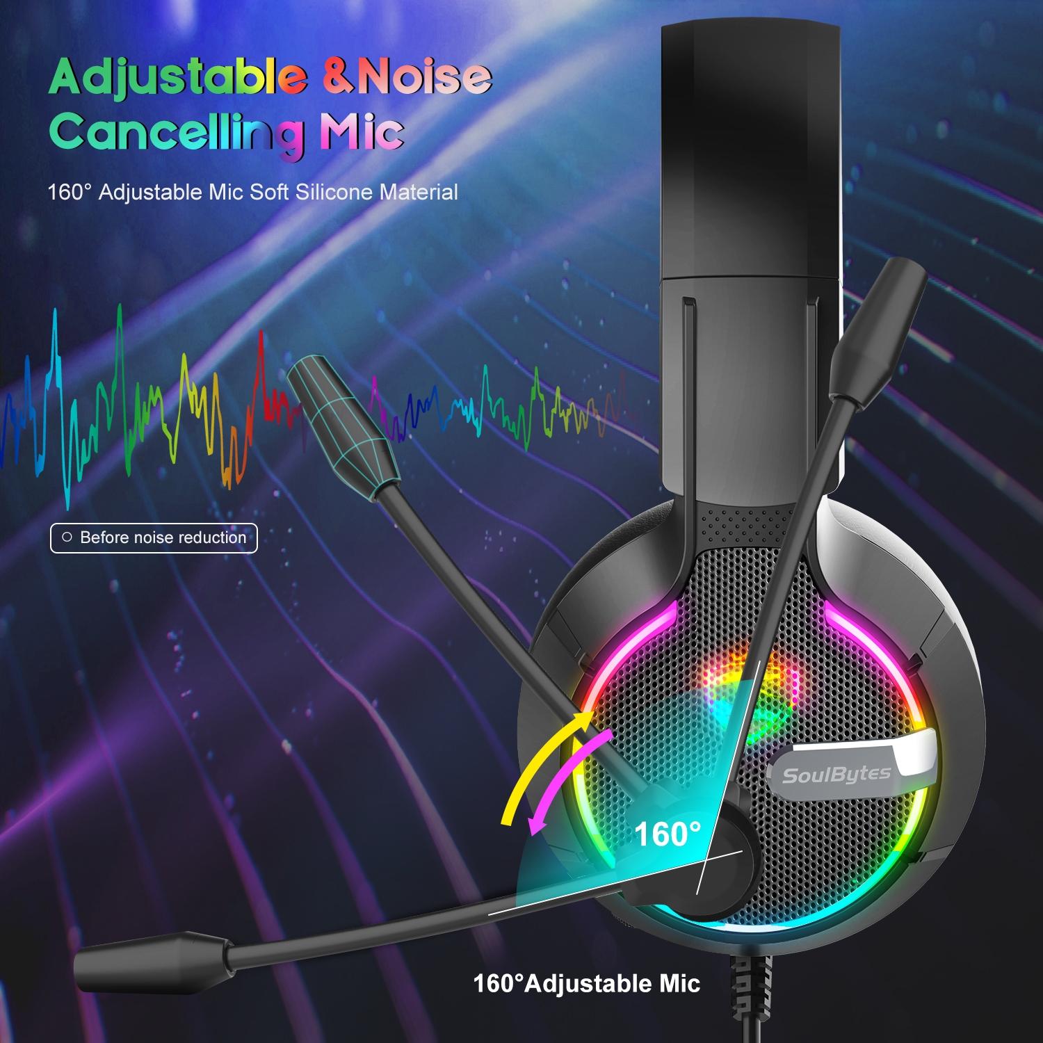 Adjustable Rgb Gaming Headset With Mic Black 6