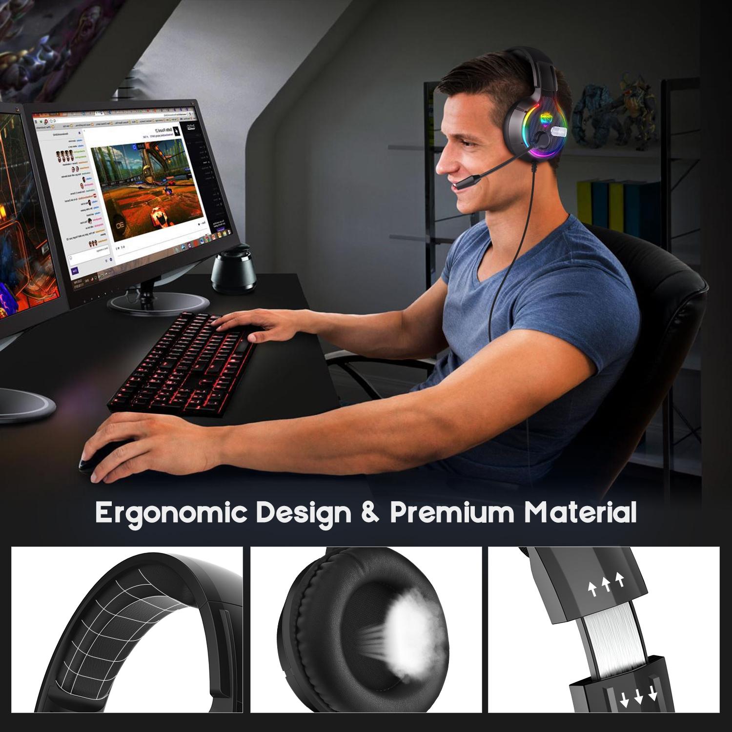 Adjustable Rgb Gaming Headset With Mic Black 7