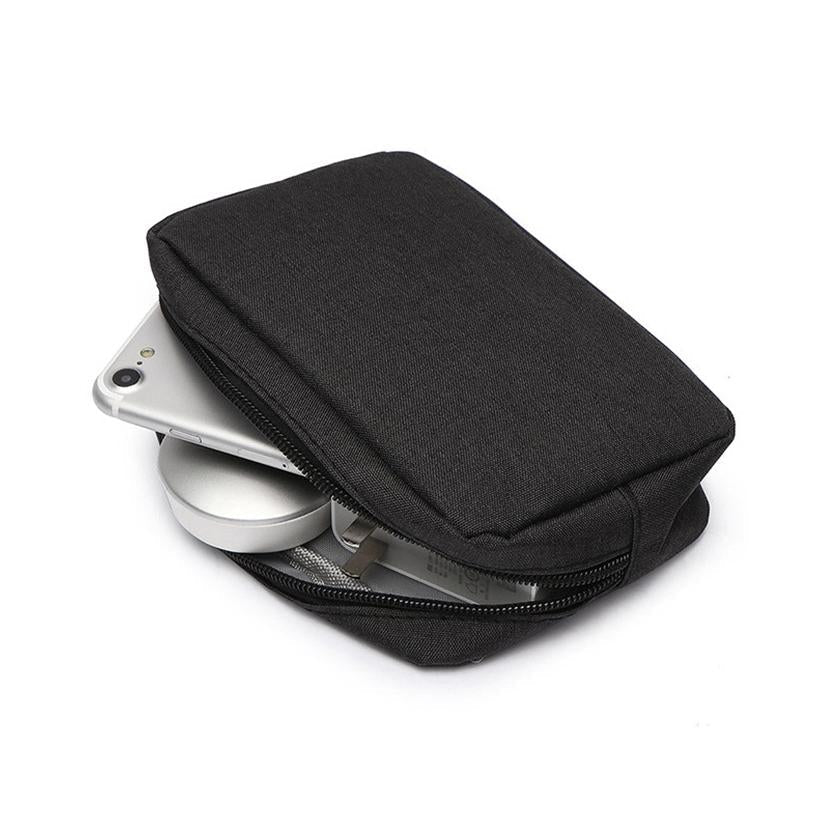 Versatile Headphone Charger & Data Cable Storage Bag - 23 x 11.5 x 5.5cm - Black 4