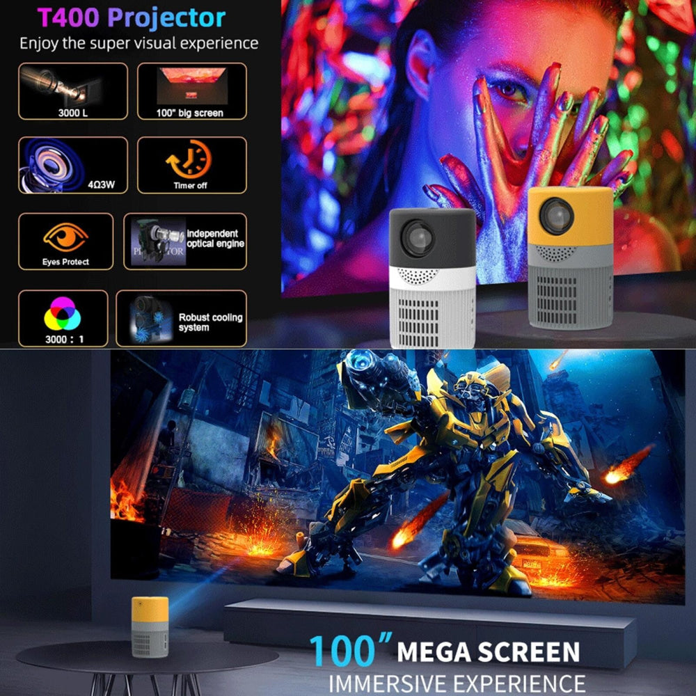 3000 Lumens Wifi Mini Projector With Screen Mirroring Support - Black White 5