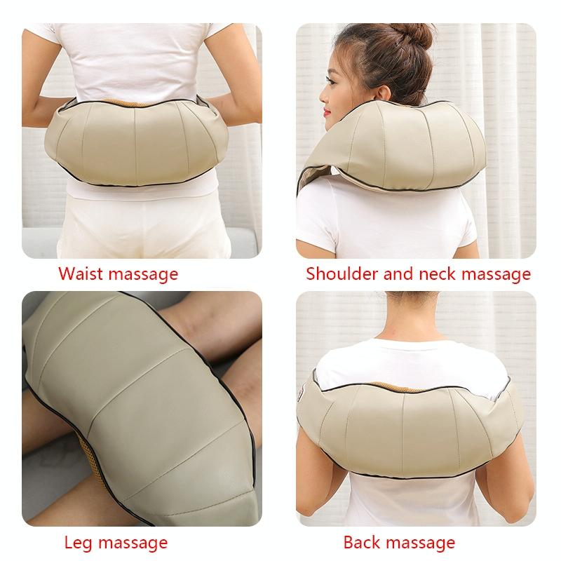 6-Key Kneading Massage Shawl For Neck Au Plug Black 8