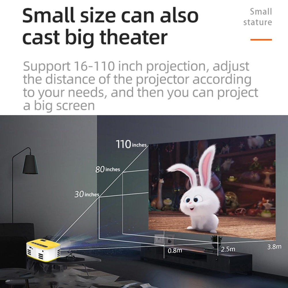 Portable Home Theater Projector - 400 Lumens Hd Same Screen Version - Black White 9