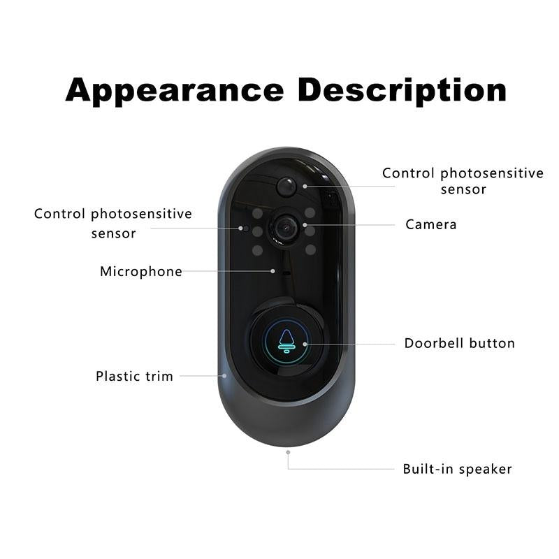 Smart Wifi Video Doorbell With Remote Monitoring & Voice Intercom - 720P 6400Mah Black 9