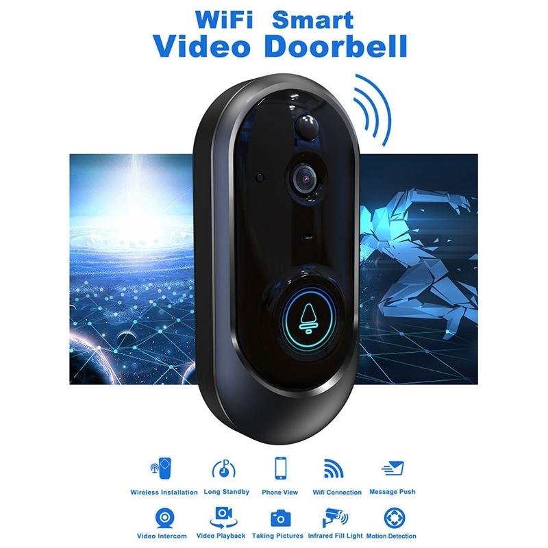 Smart Wifi Video Doorbell With Remote Monitoring & Voice Intercom - 720P 6400Mah Black 11