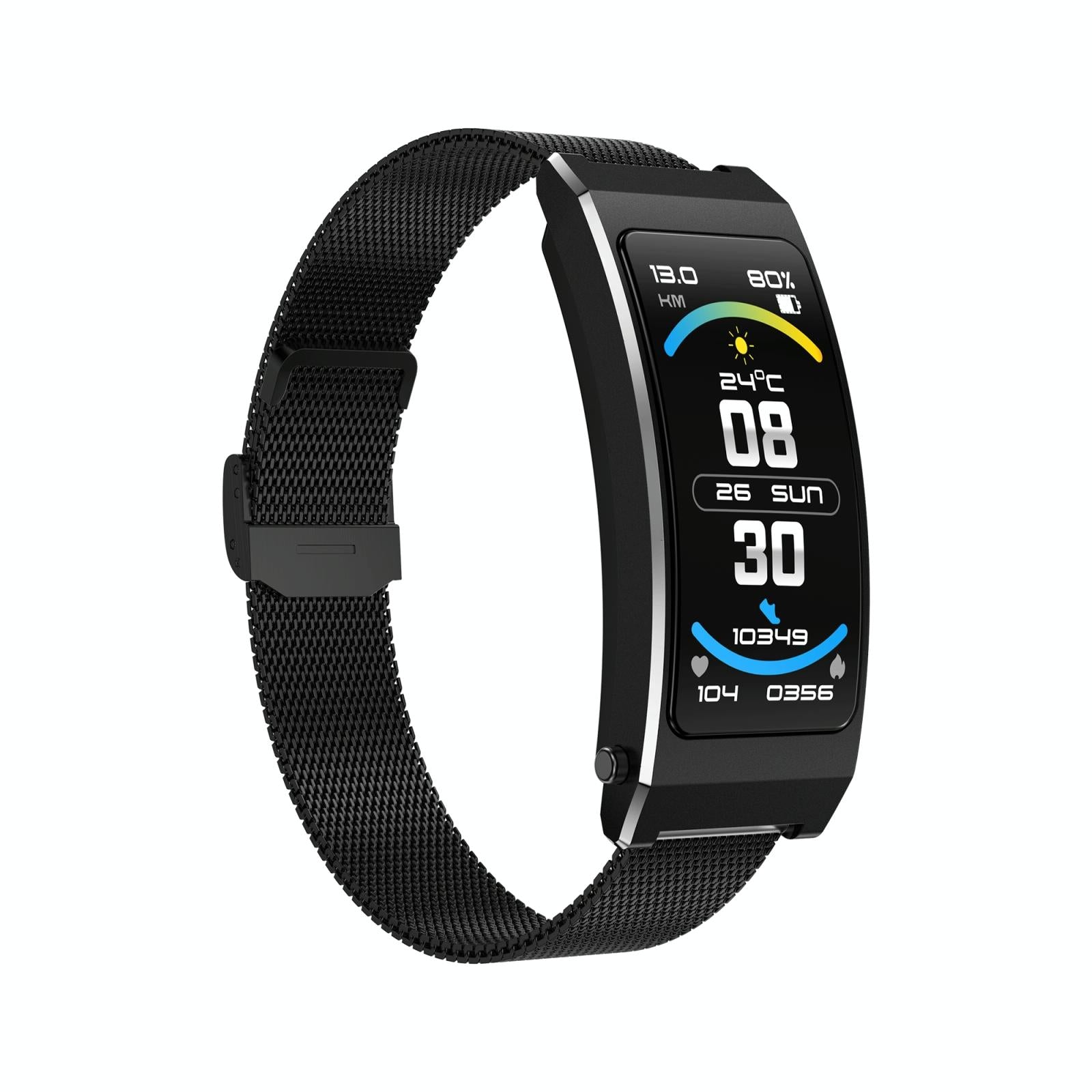 Smart Health Monitoring Bracelet With Bt Call And Leather Strap - Tarnish Leather Strap 13