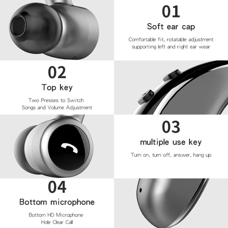Wireless Stereo Sports Bluetooth 5.0 Earphones - V7 Business Style - Black 9