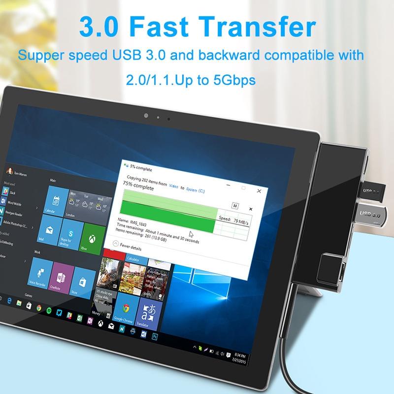 4K Hdmi Adapter With Usb Rj45 And Sd / Tf Reader 5