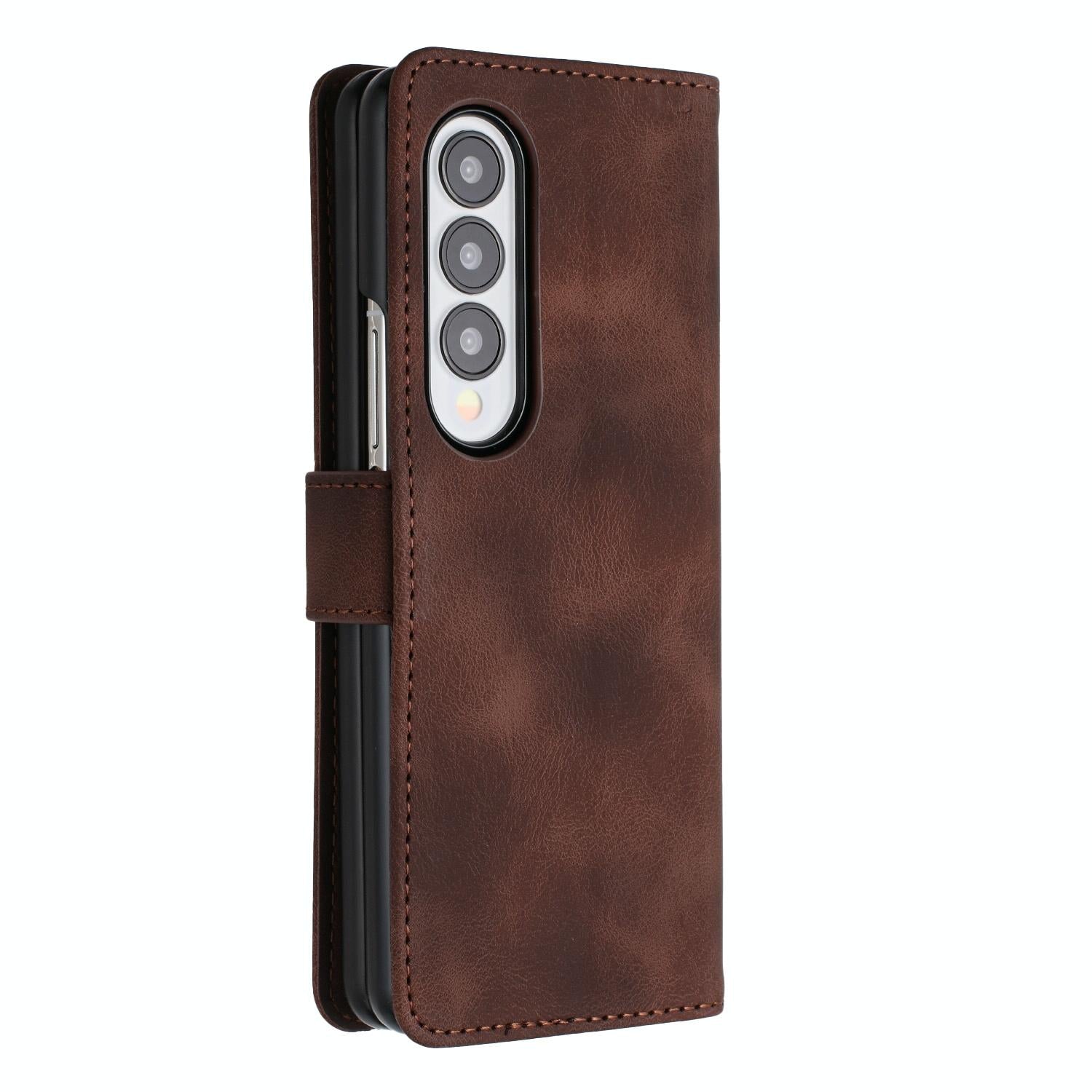 For Samsung Galaxy Z Fold4 5G Leather Phone Case With Heart Pattern - Royal Blue 4