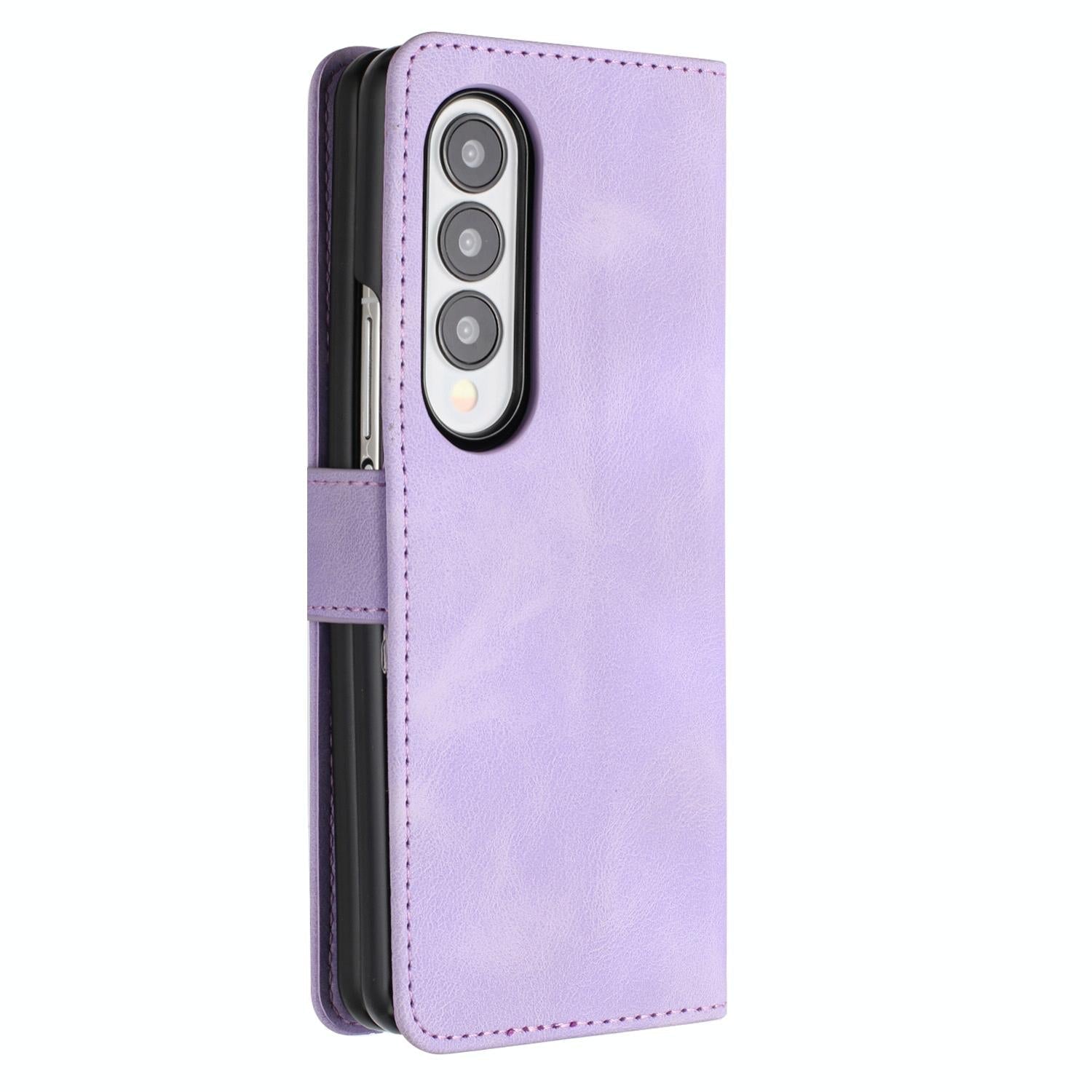For Samsung Galaxy Z Fold4 5G Leather Phone Case With Heart Pattern - Royal Blue 9