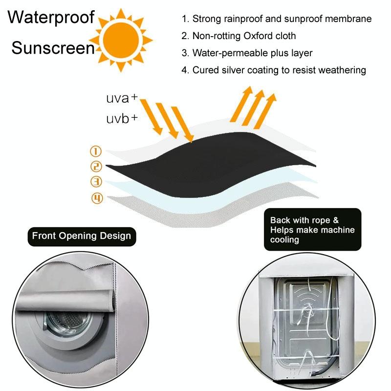 Waterproof Dustproof Cover for 420d Roller Boiler Washing Machine - 60x53x85cm Size - Gray - 69X84X100Cm 4