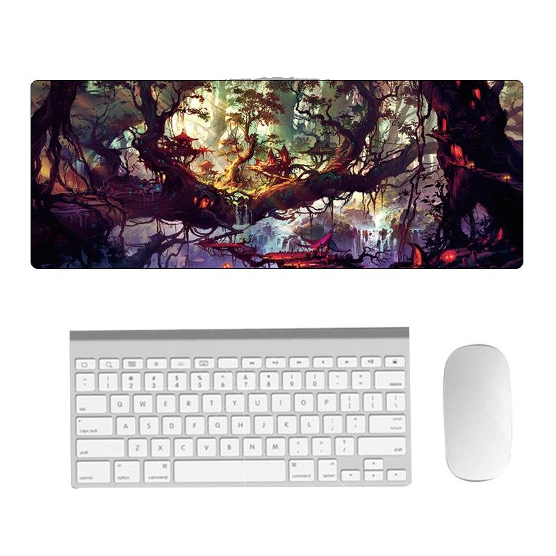Fantasy Pattern Mouse Pad 300 X 800 X 4Mm Hand Painted - 2 Silhouettes