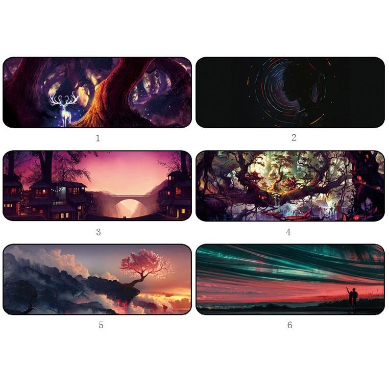 Fantasy Pattern Mouse Pad 300 X 800 X 4Mm Hand Painted - 2 Silhouettes